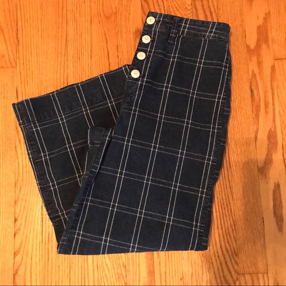 Madewell Blue Plaid Emmett Pant Sz 26 Button Down
